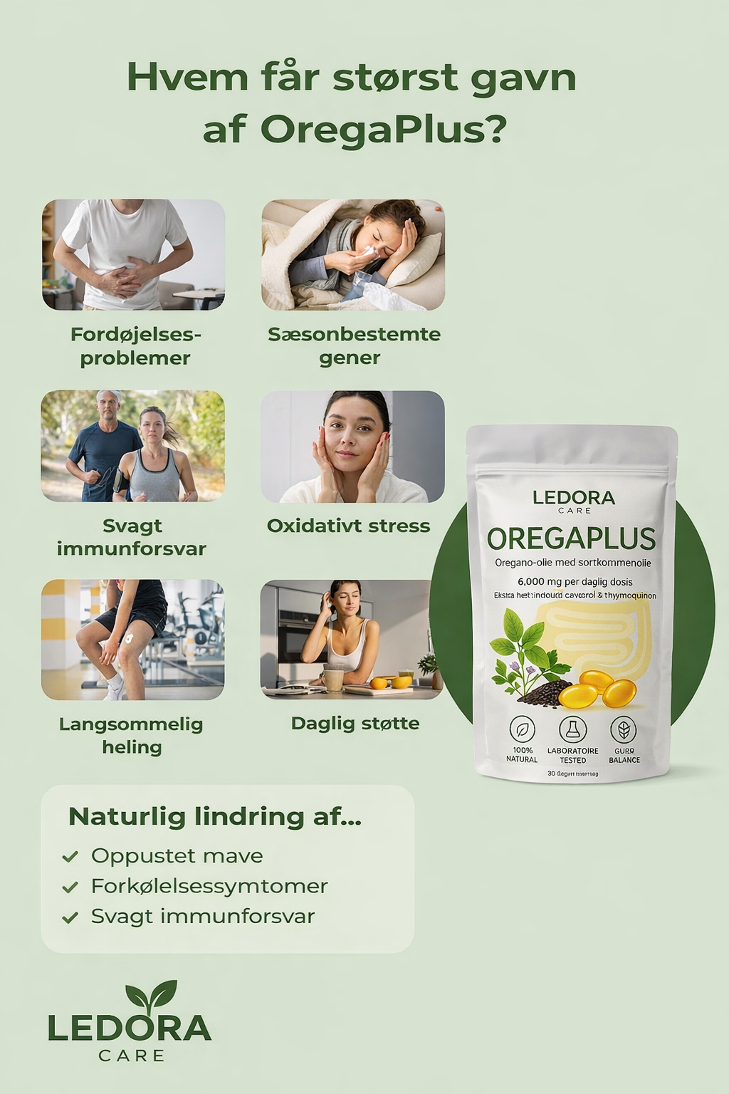 Ledora Care™ OregaPlus – Slip af med oppustet mave & dårlig fordøjelse – naturligt