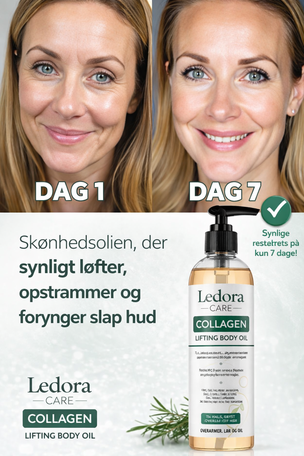 Ledora™ Collagen Oil | Genopret fast og glat hud – uden dyre behandlinger eller indgreb