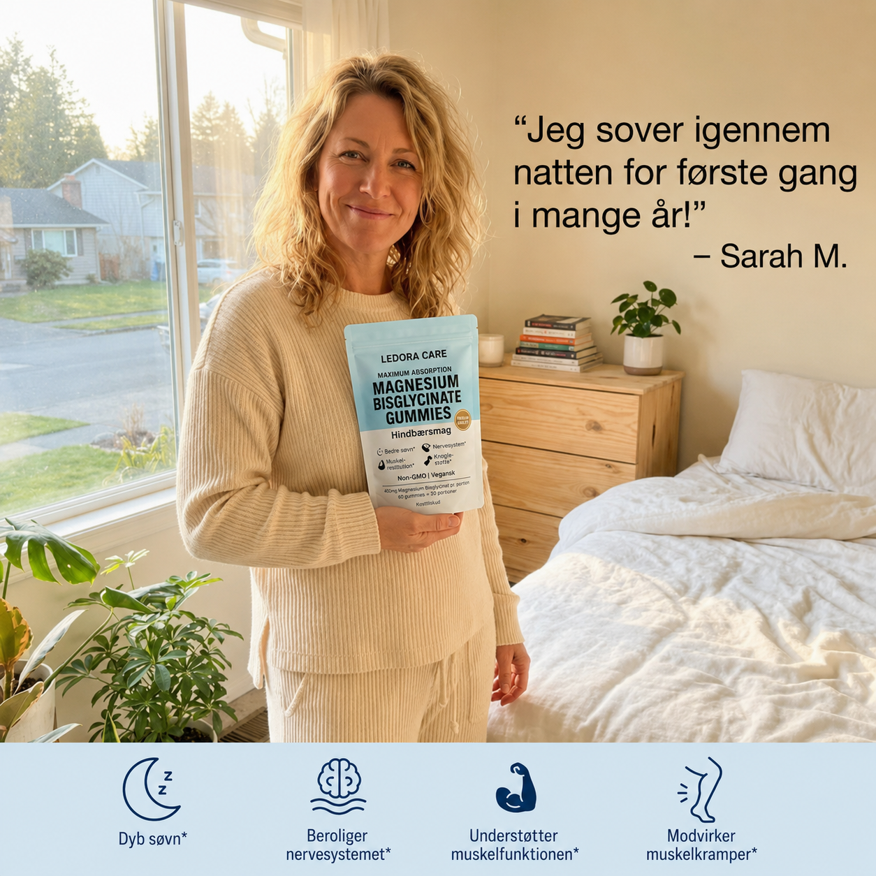 Ledora Magnesium Bisglycinat Gummies – Hindbærsmag