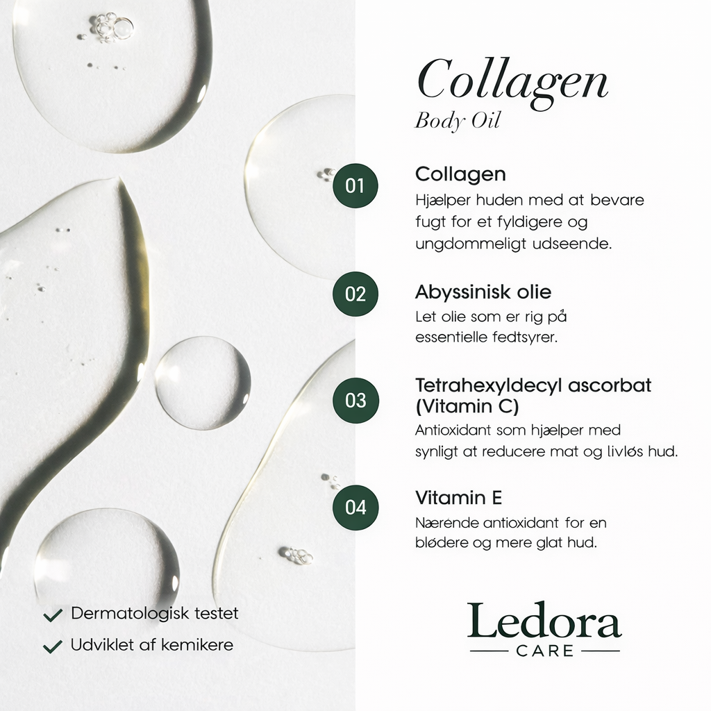 Ledora™ Collagen Oil | Genopret fast og glat hud – uden dyre behandlinger eller indgreb