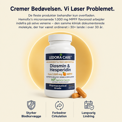 Ledora HemoRelief™ Kapsler – Ubehag og irritation? Støt kroppen indefra med mikroniseret Diosmin & Hesperidin.