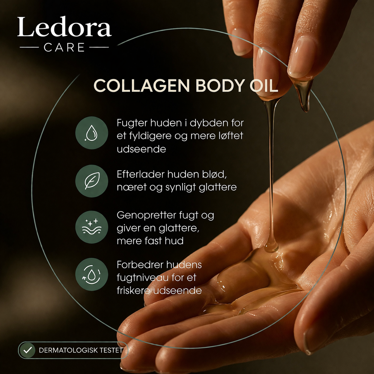 Ledora™ Collagen Oil | Genopret fast og glat hud – uden dyre behandlinger eller indgreb