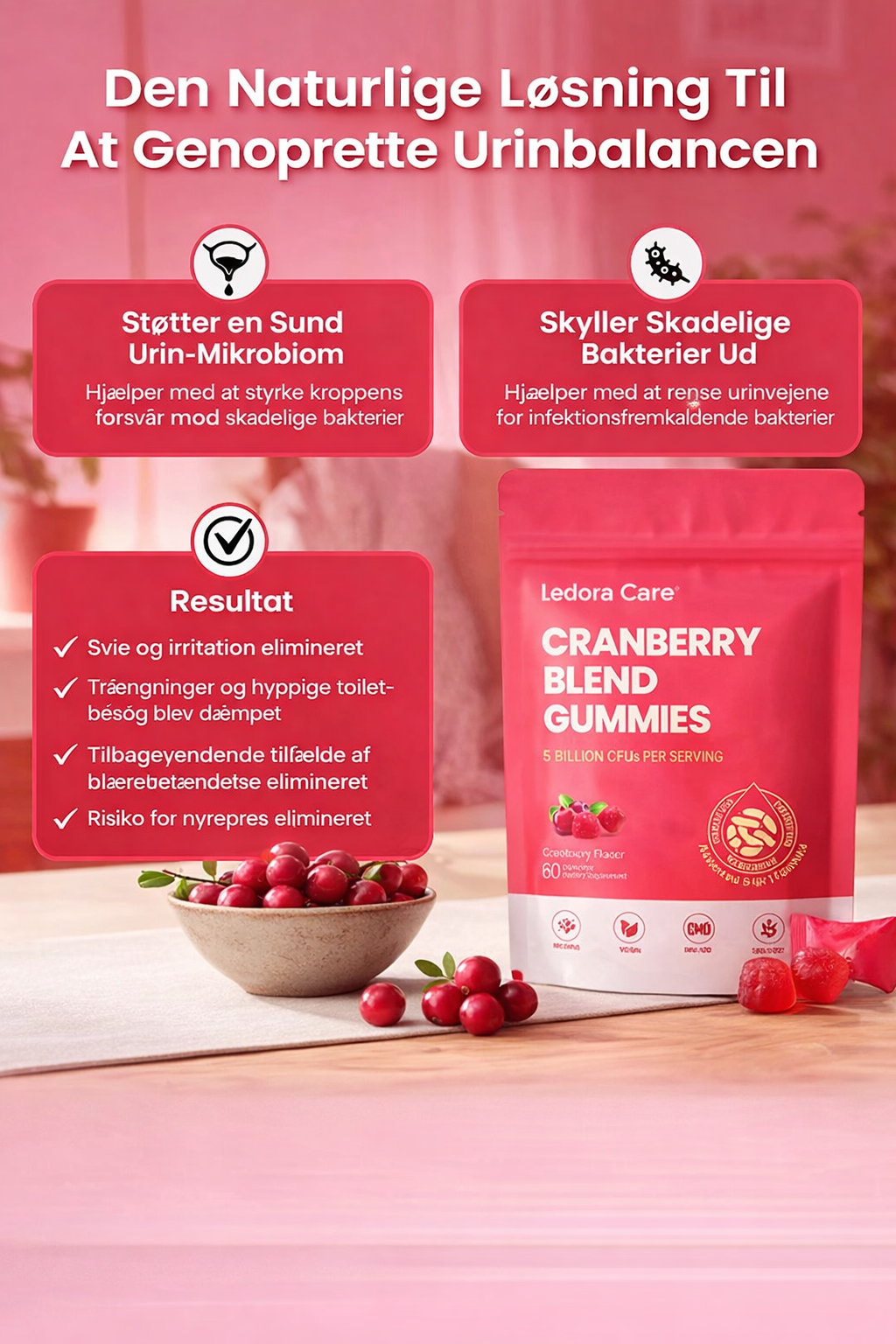 Ledora Care Cranberry Gummies – Mod Svie, Ubehag & Hyppig Toilettrang