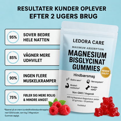 Ledora Magnesium Bisglycinat Gummies – Hindbærsmag