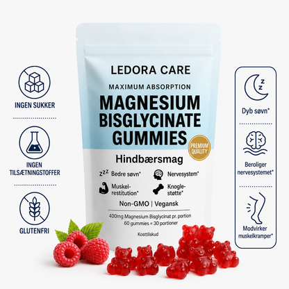 Ledora Magnesium Bisglycinat Gummies – Hindbærsmag